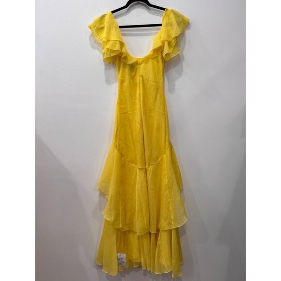 New ASOS Design Women's Size US 2 Yellow Ruffled Maxi Dress With Layered Skirt - Picture 9 of 11